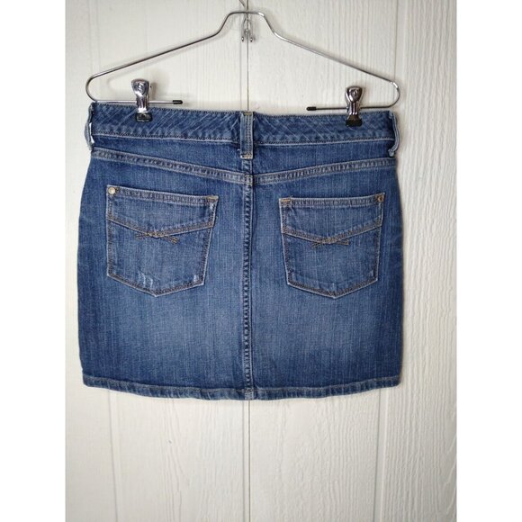 Gap Jean Mini Skirt Womens Sz 4 Blue Medium Wash Short Whiskers Stretch - Picture 4 of 7